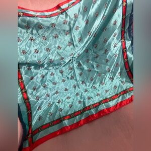 Elegant Teal and Red Purse Scarf